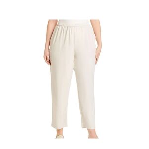 Eileen Fisher Plus Women 3X Bone System Silk Crepe Tapered Ankle Pants NWT $258